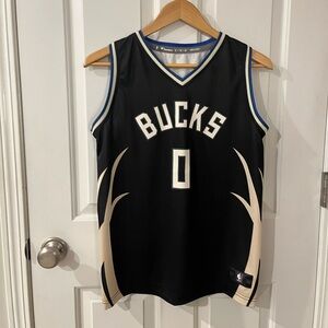 Milwaukee Bucks #0 Damian Lillard Stitched Jordan Black Statement Edition Jersey